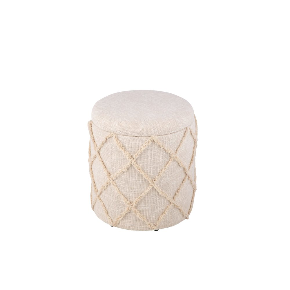 Handwoven Eros X Solid Fabric Storage Ottoman. Picture 3