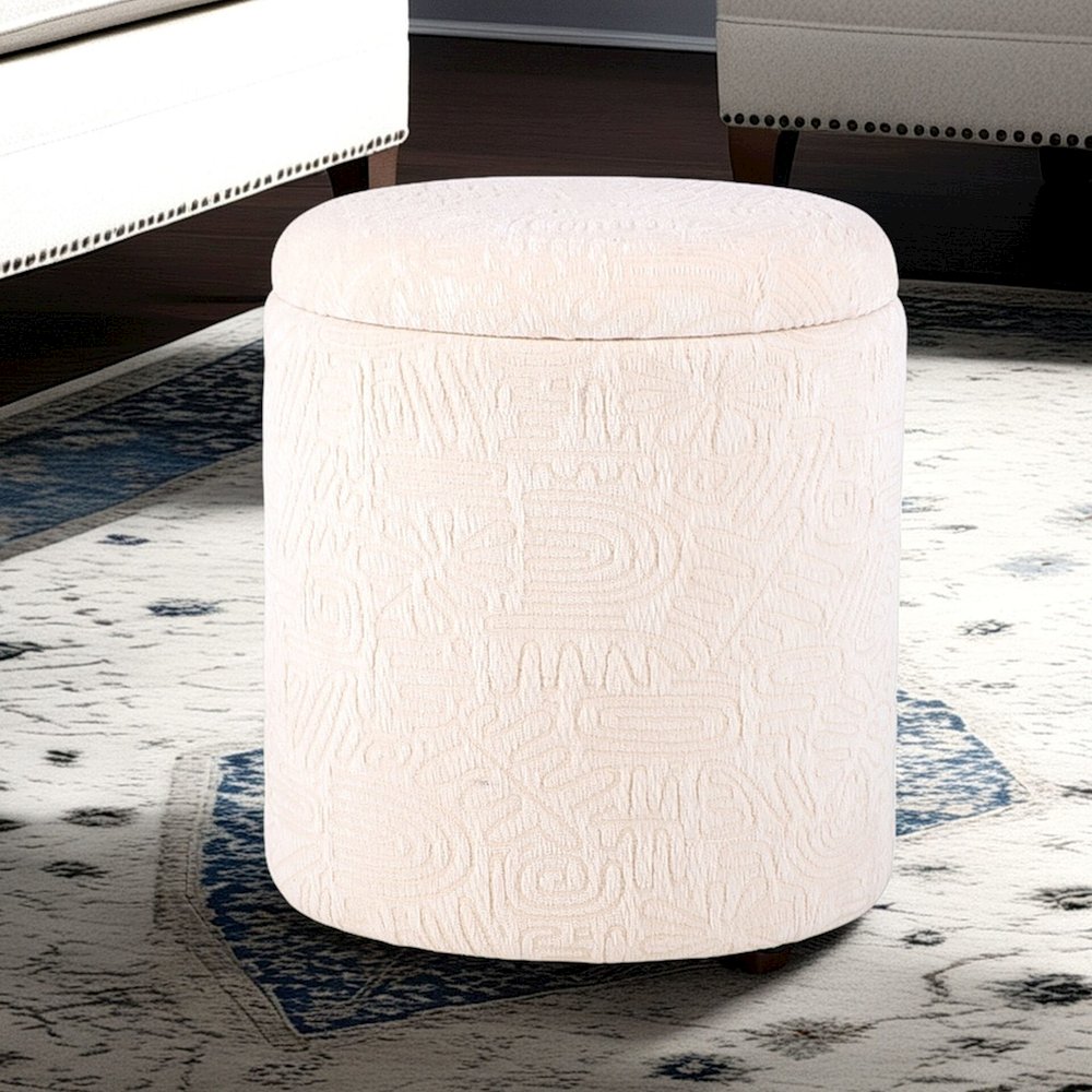 Handwoven Hermes Solid Fabric Storage Ottoman. Picture 7