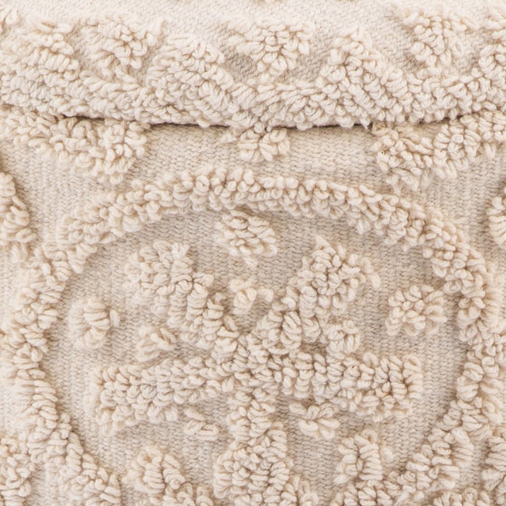 Handwoven Helios Cream Sunburst Storage Ottoman. Picture 5