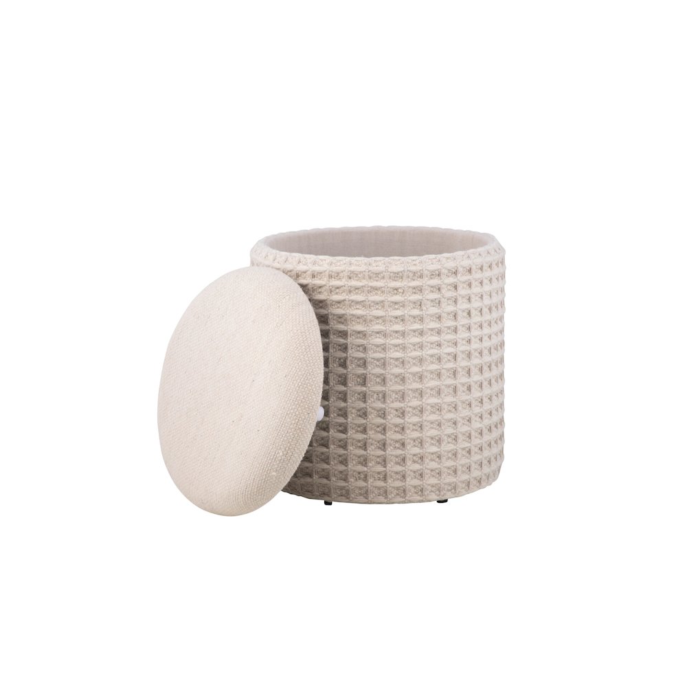 Handwoven Chronos Waffle Cream Storage Ottoman. Picture 1