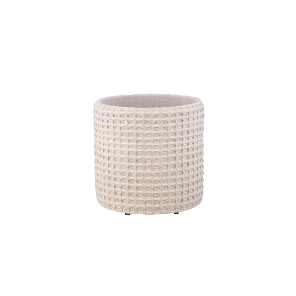Handwoven Chronos Waffle Cream Storage Ottoman. Picture 4