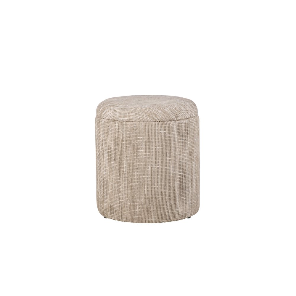 Handwoven Ourea Natural Striped Chenille Storage Ottoman. Picture 2