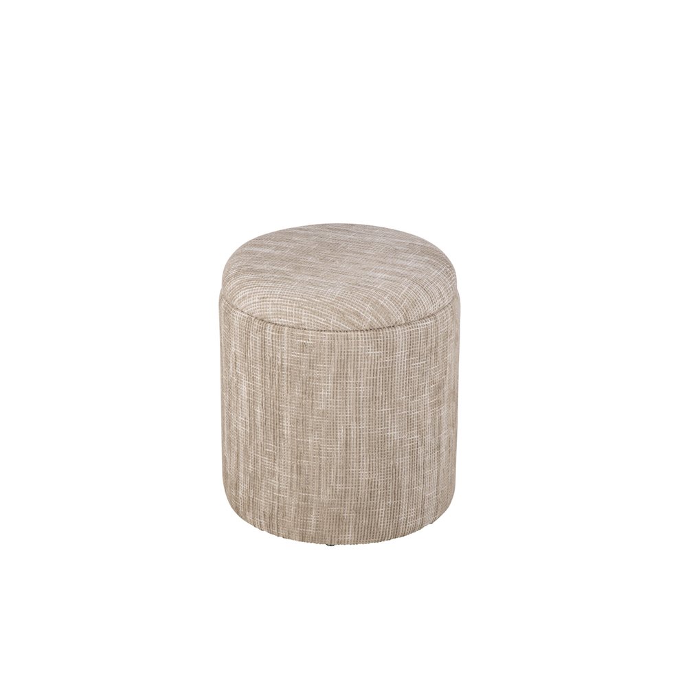 Handwoven Ourea Natural Striped Chenille Storage Ottoman. Picture 3