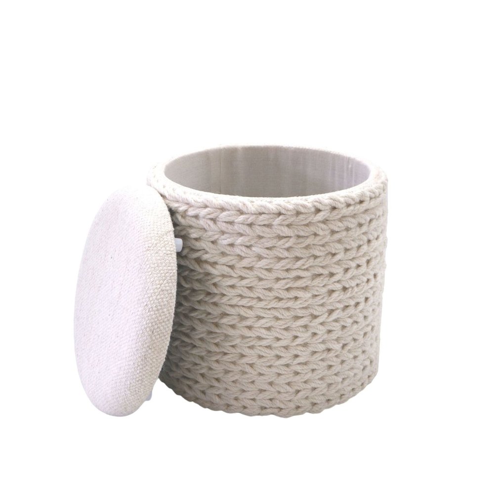 Handwoven Priapus Rope Fabric Storage Ottoman. Picture 1