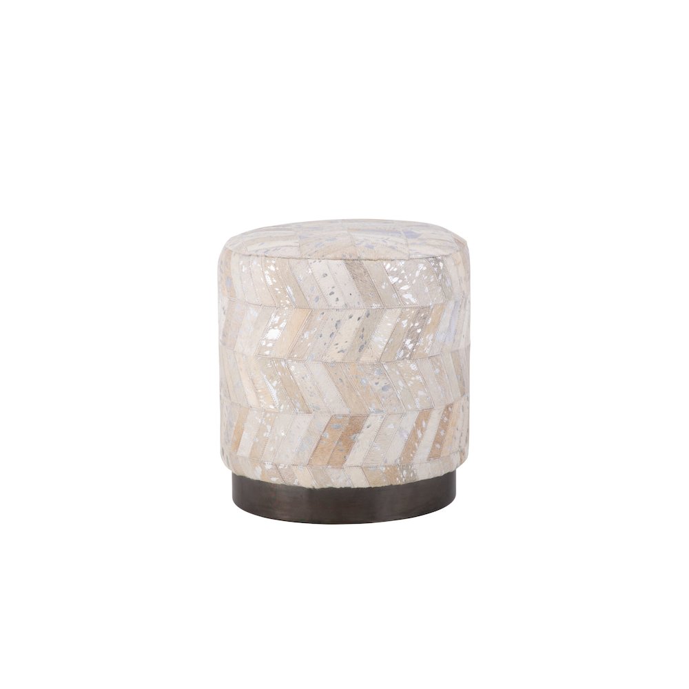 Handwoven Dionysus Silver Shevron Ottoman. Picture 1