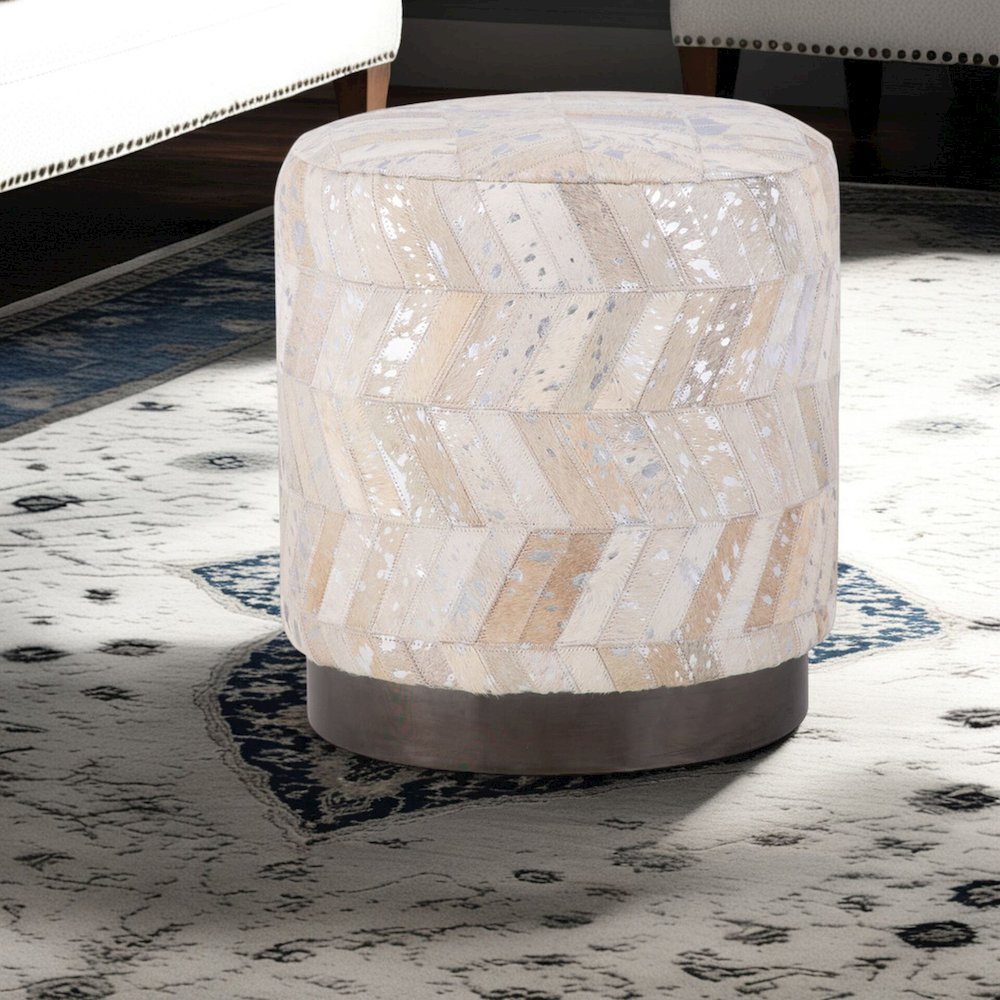Handwoven Dionysus Silver Shevron Ottoman. Picture 7