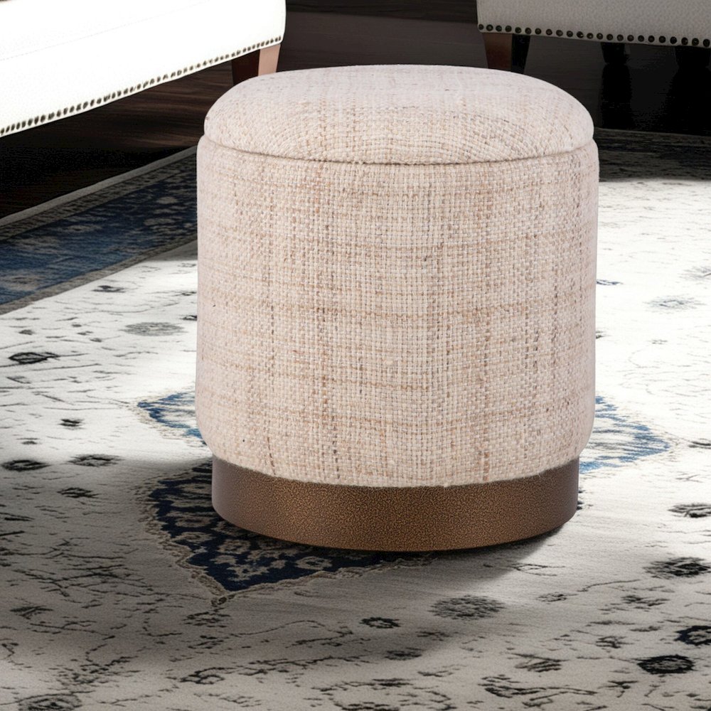 Handwoven Boreas Hammered Metal Storage Ottoman. Picture 9