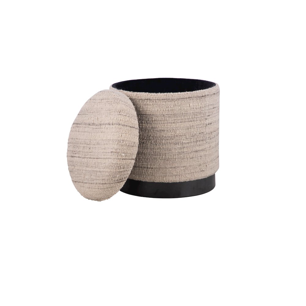 Handwoven Triton Matte Black Base Storage Ottoman. Picture 1