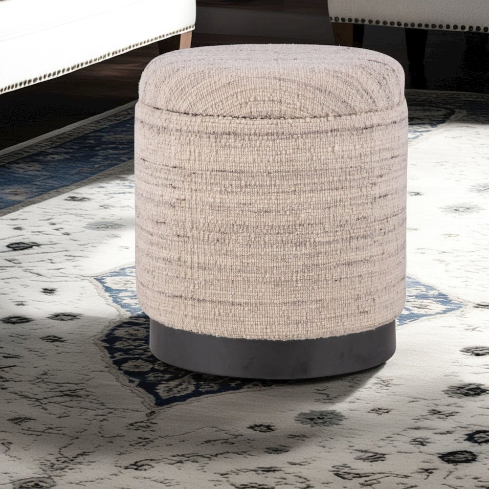 Handwoven Triton Matte Black Base Storage Ottoman. Picture 9