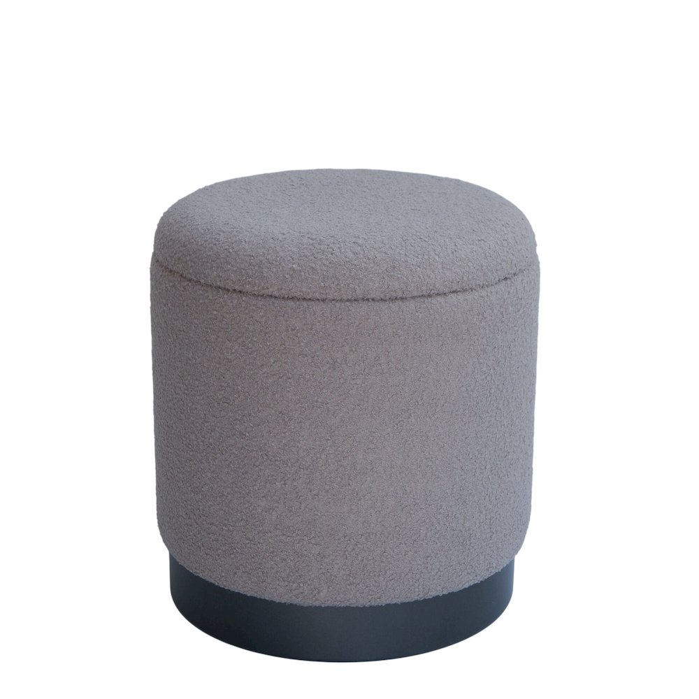 Handwoven Hephaestus Silver Boucle Storage Ottoman. Picture 2