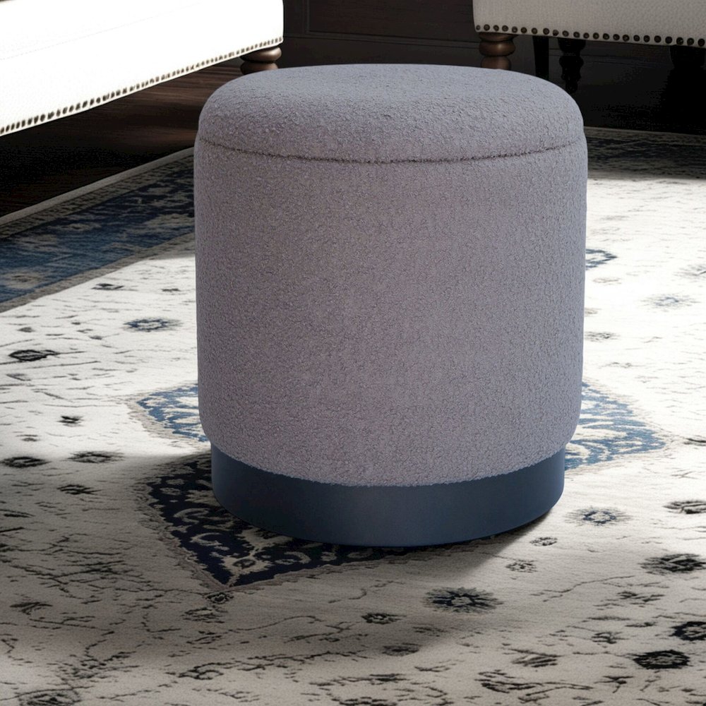 Handwoven Hephaestus Silver Boucle Storage Ottoman. Picture 8