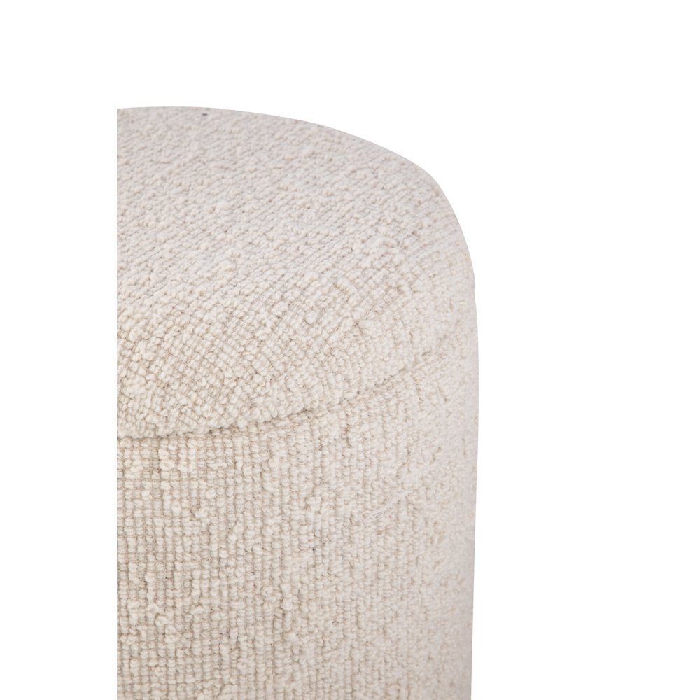 Handwoven Hestia Round Wood Base Storage Ottoman. Picture 7