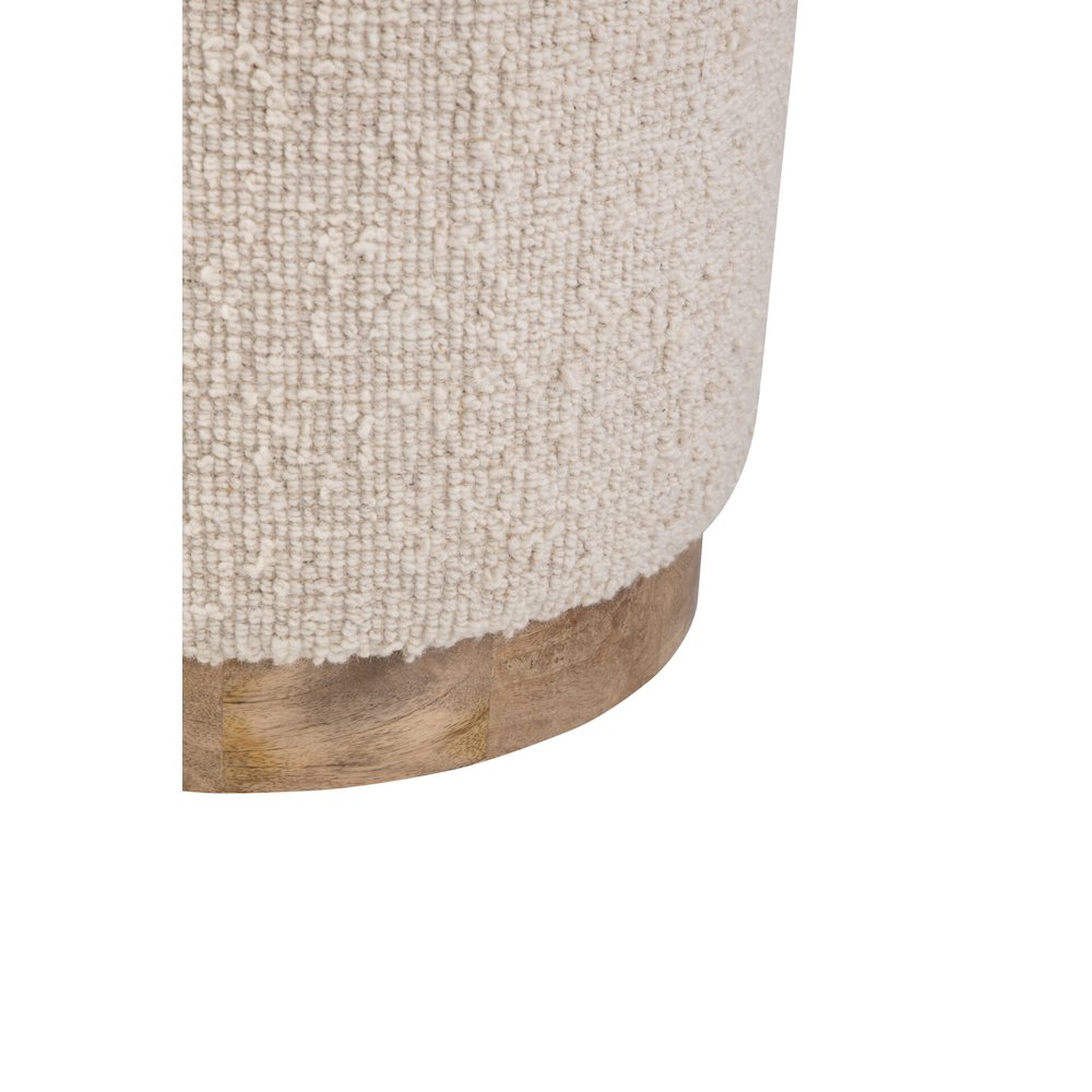 Handwoven Hestia Round Wood Base Storage Ottoman. Picture 6