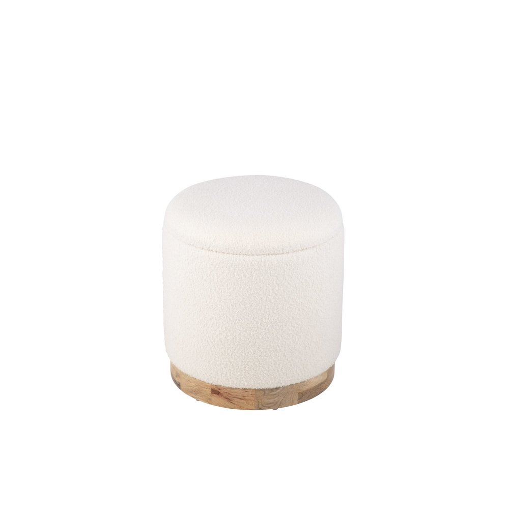 Handwoven Notus Ecru Boucle Storage Ottoman. Picture 3