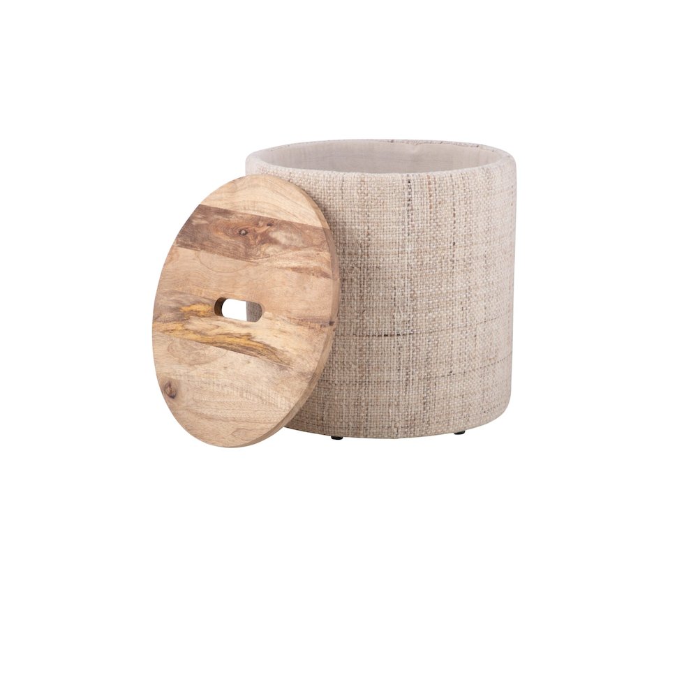 Handwoven Nereus Wood Top Storage Ottoman. Picture 1