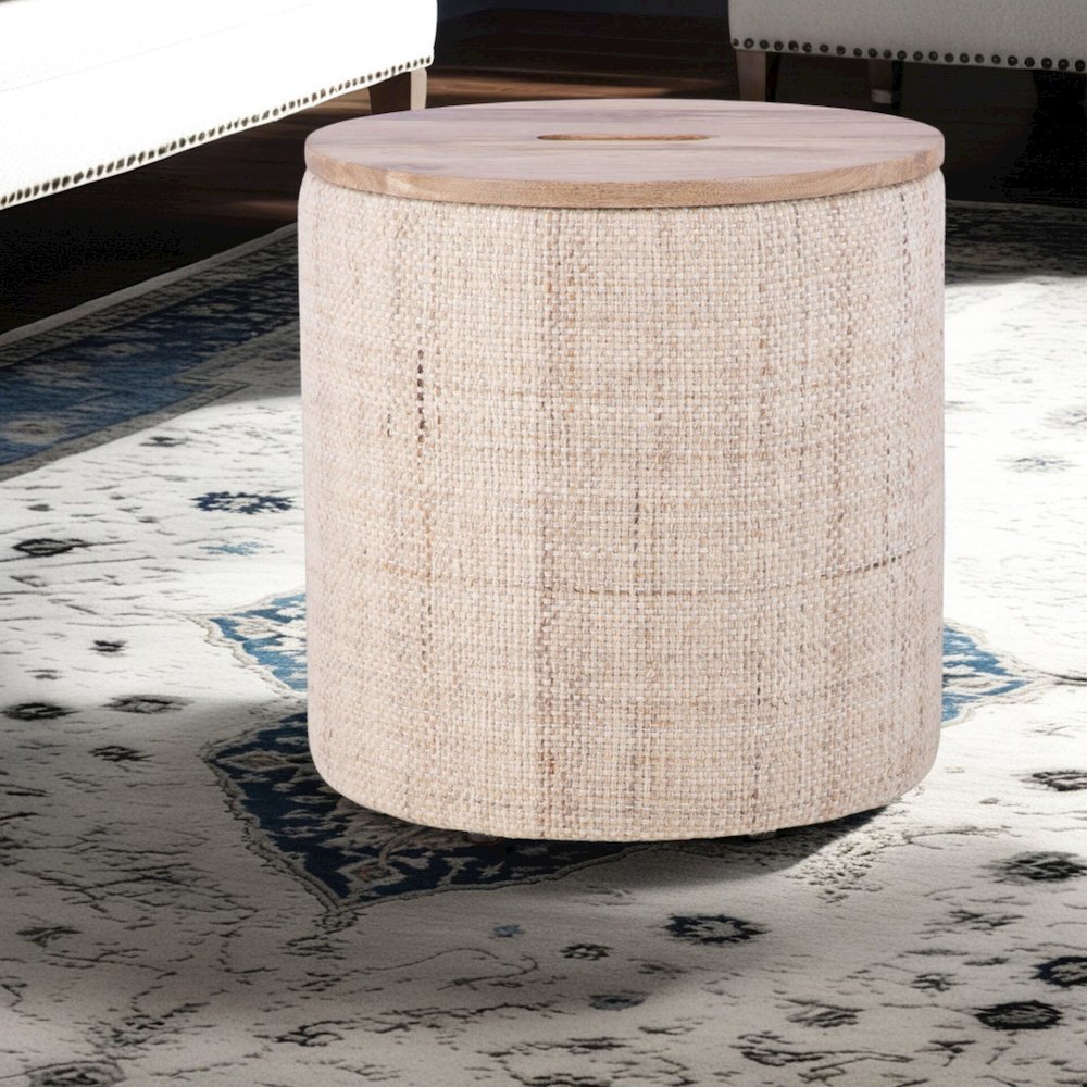 Handwoven Nereus Wood Top Storage Ottoman. Picture 8