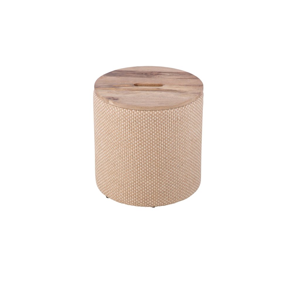 Handwoven Zeus Jute Check Wood Top Storage Ottoman. Picture 2