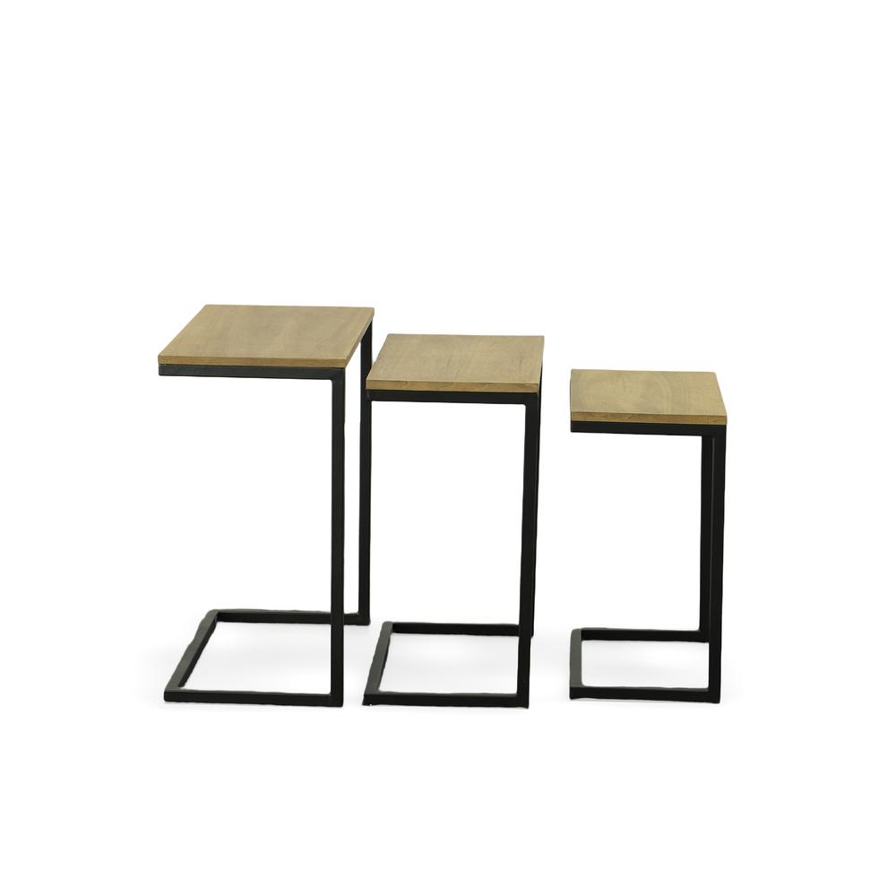Addison Nesting Table Set - Harvest Oak Top - Aged Iron Base. Picture 6
