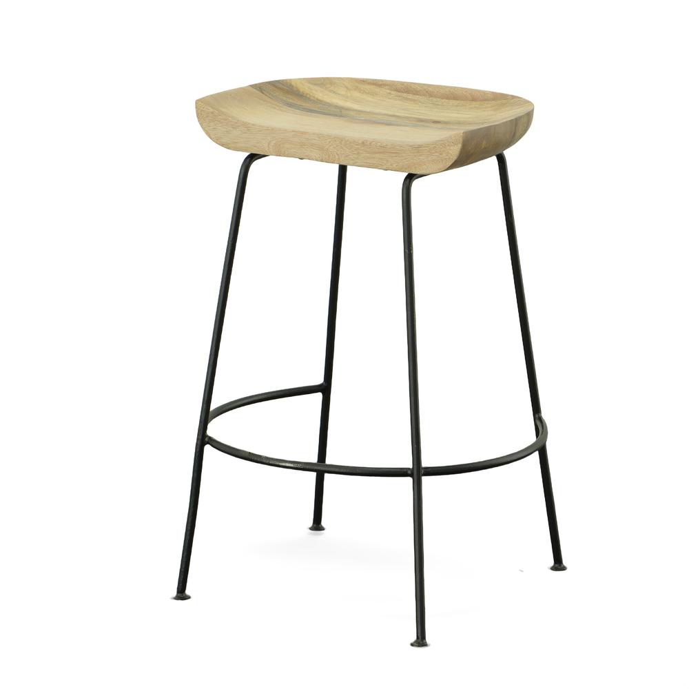 Diya 24.5" Counter Stool - Set of 2 - Natural Seat - Black Base. Picture 4