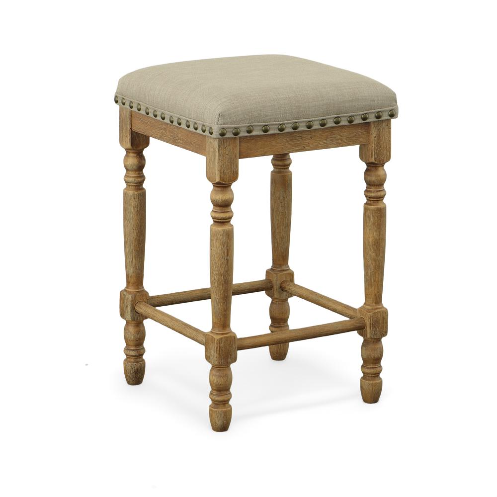 Brittany Deluxe  Barstools - Set of 2 -Vintage Honey - Linen Upholstery. Picture 1