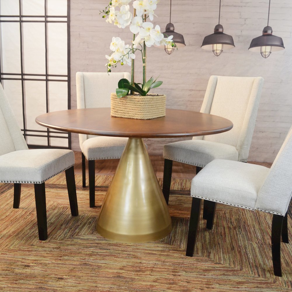 Gio 48" Pedestal Dining Table and 4 Laurant Upholstered Dining Chairs. Picture 4