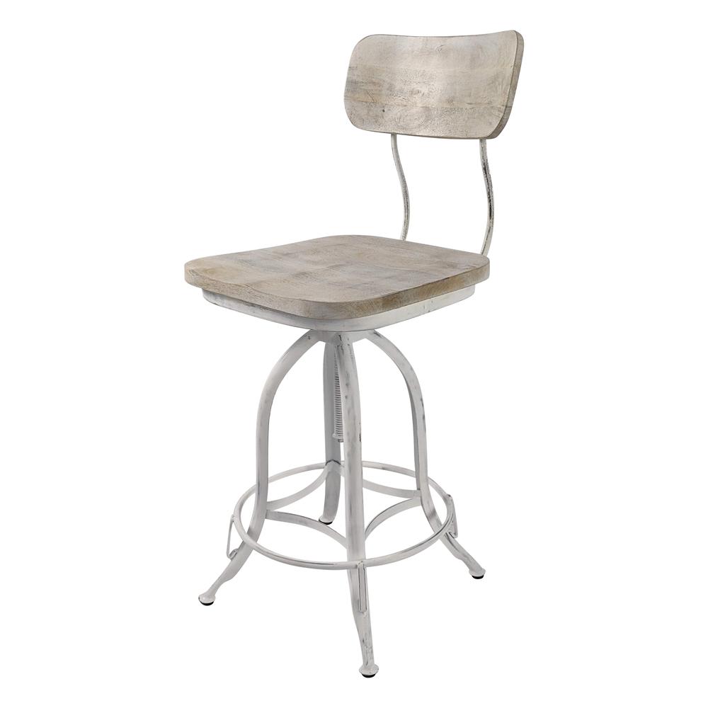 Mason Adjustable Barstool - Whitewash. Picture 1