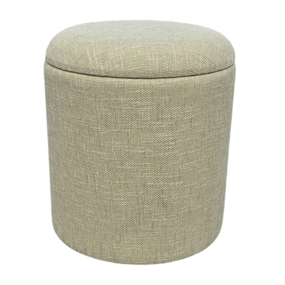 Handwoven Fabric Storage Ottoman - Multi-Purpose Foot Rest Light Green. Picture 1