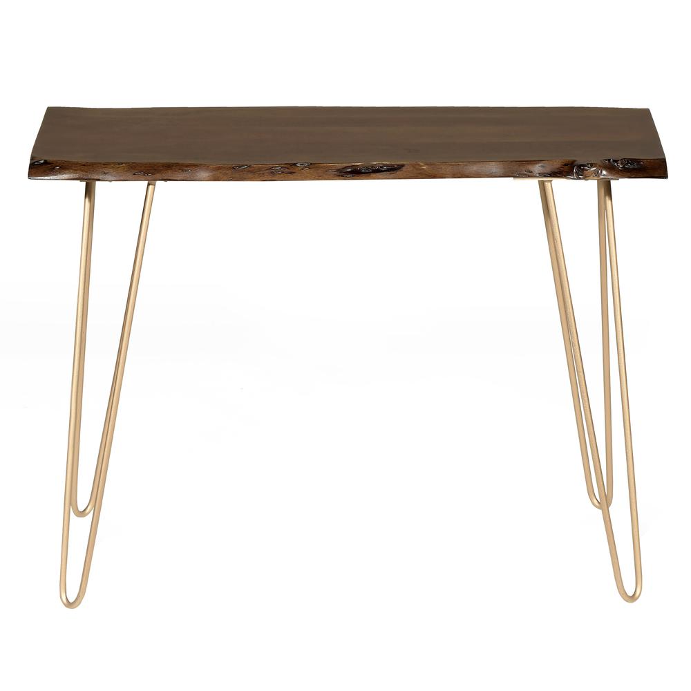 Seti Live Edge Console Table - Elm Top - Gold Base. Picture 7