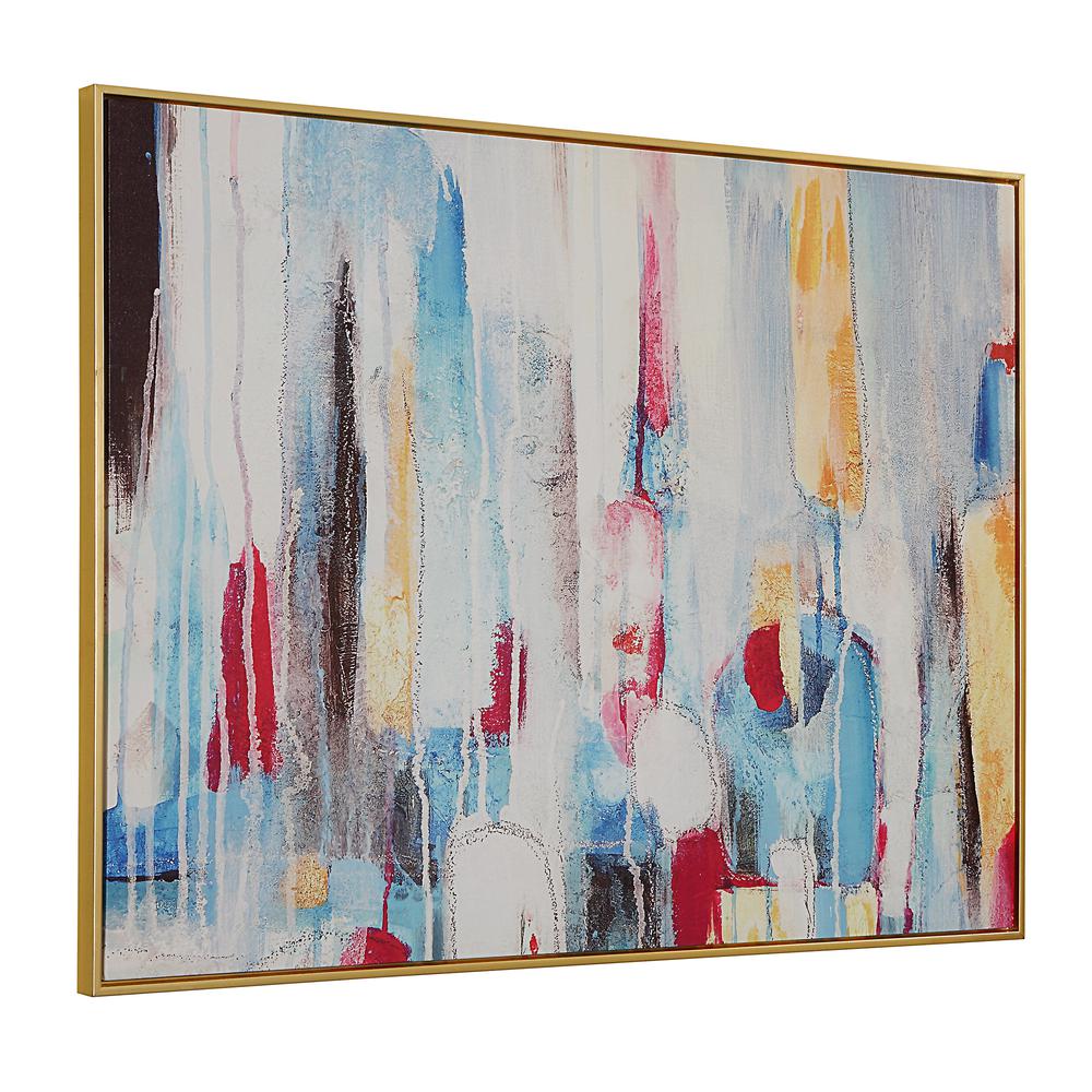 Rainy Forest Abstract Wall Art - Small - Multicolor - Gold Frame. Picture 1