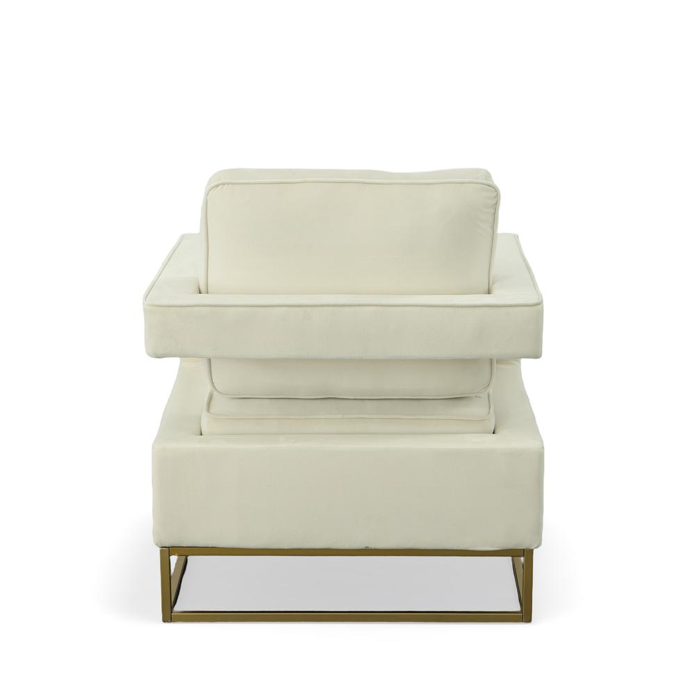 Adadon Velvet Upholstered Armchair - Cream. Picture 2