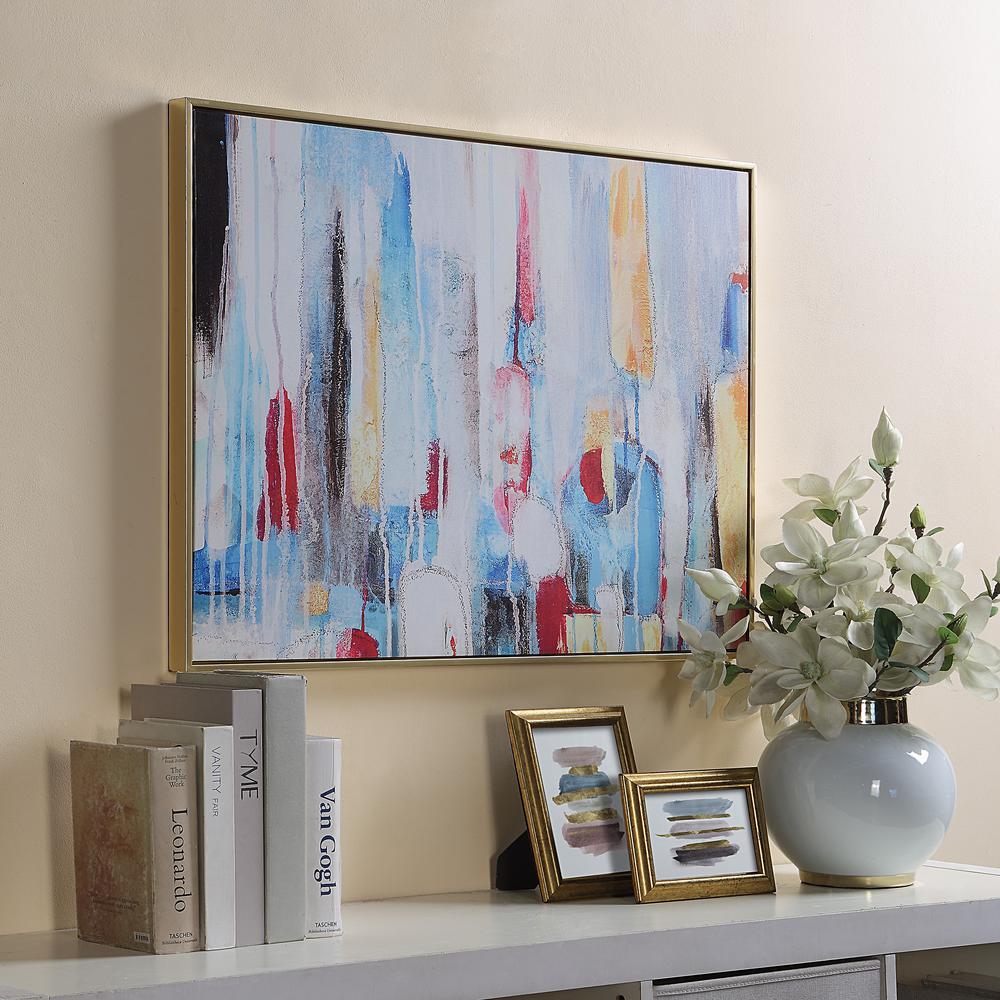Rainy Forest Abstract Wall Art - Small - Multicolor - Gold Frame. Picture 4