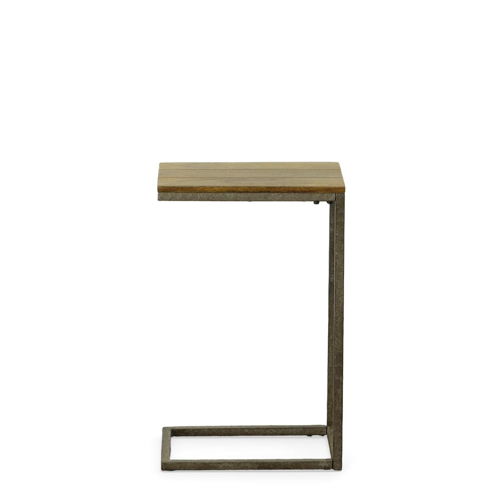 Aggie C-Form Accent Table - Harvest Oak Top - Aged Iron Base. Picture 2