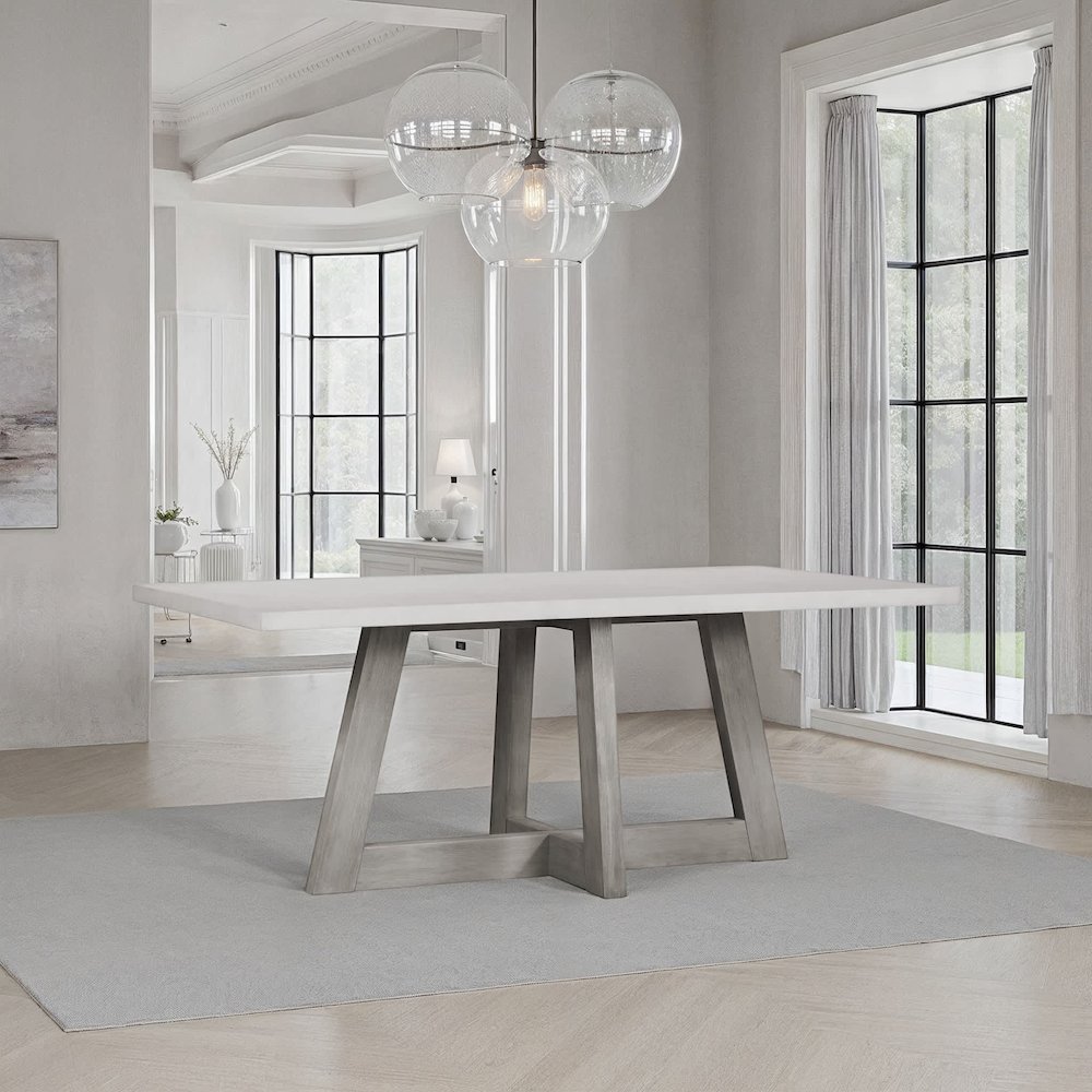 Largo Dining Table With Concrete Top In Grey, 75X39.5X30 Inches. Picture 2