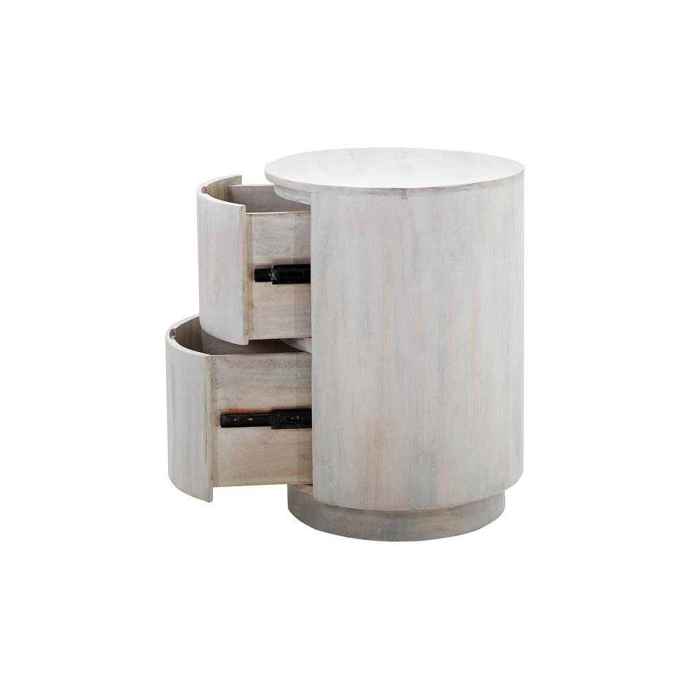 Kingston 2-Drawer 18" Round Nightstand - Whitewash. Picture 3