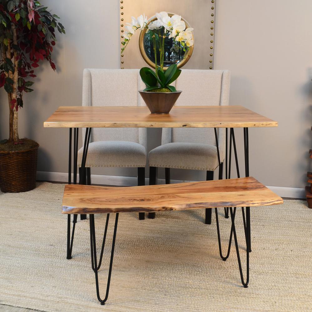 Seti Live Edge Dining Table - Natural Top - Black Base. Picture 5