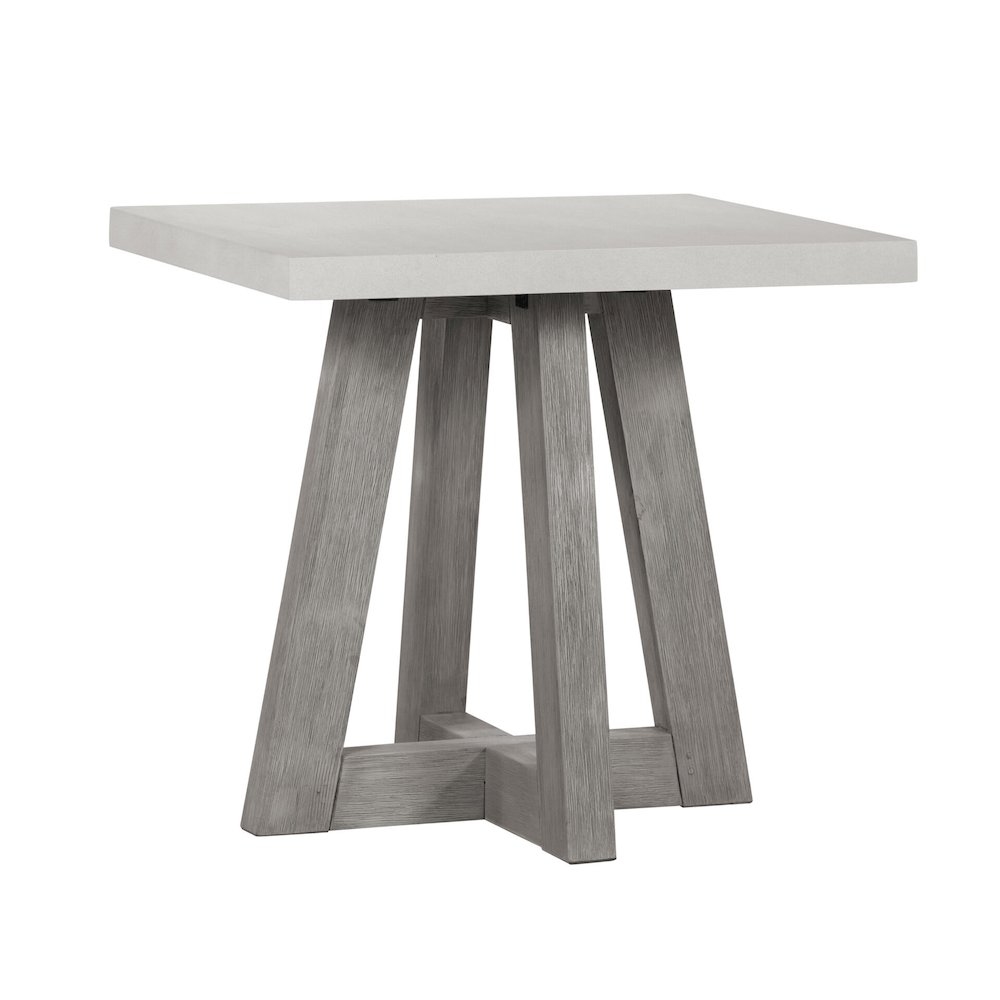 Square Accent Table With Grey Wood Base And Concrete Top, 24.6". Picture 1