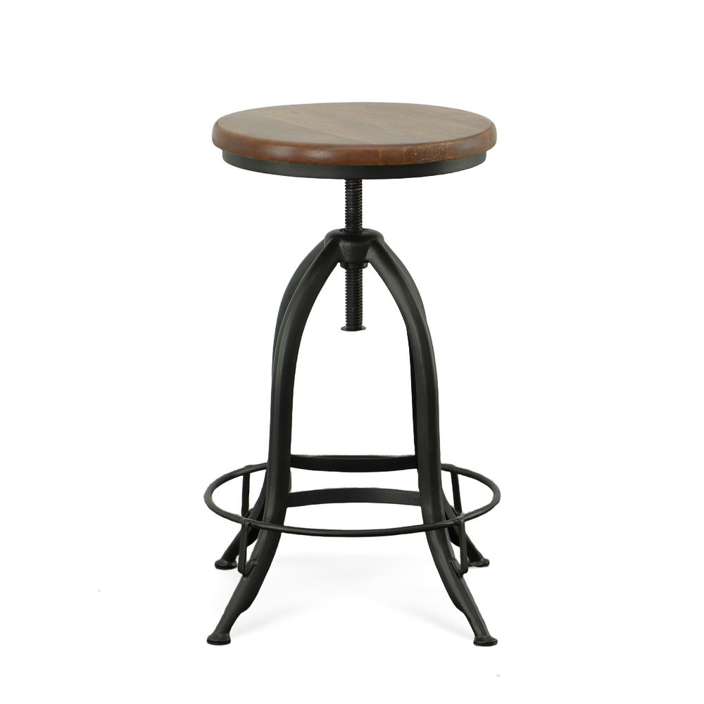 Ryder Adjustable Barstool - Chestnut Seat - Black Base. Picture 2