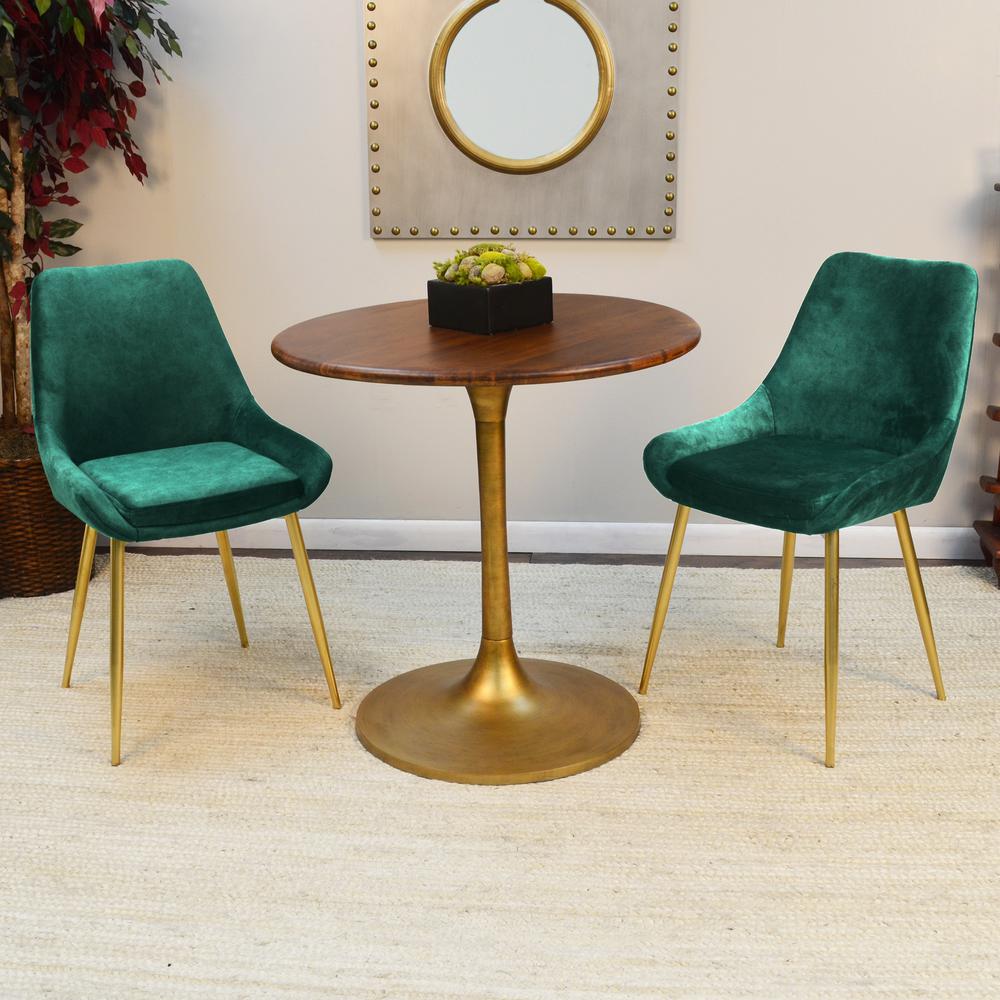 Alden Wood Top 30" Round Dining Table - Elm/Antique Gold. Picture 3