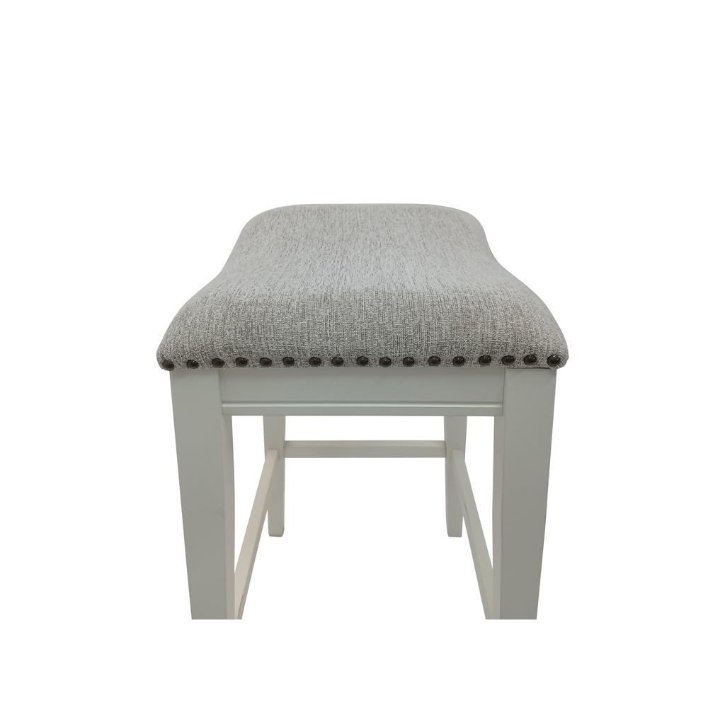 30" Saddle Barstool - Set of 2 - Missouri White - Fawn Chenille Upholstery. Picture 5