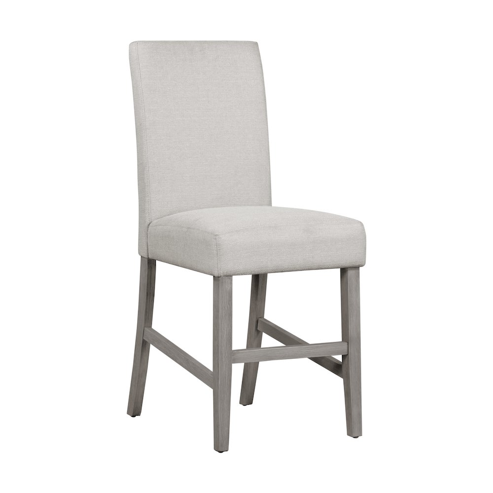 Bar Stool Set Of 2 With Grey Upholstery And Brushed Acacia Wood Frame. Picture 3