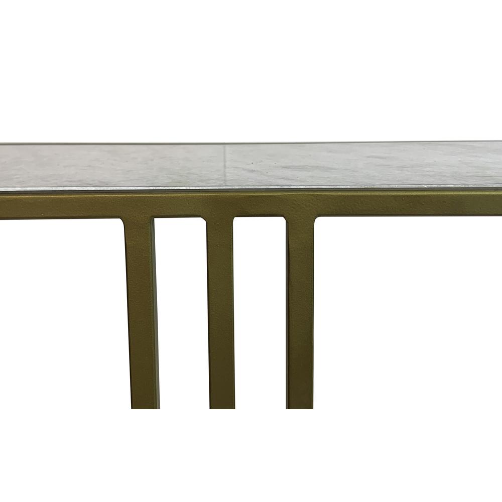 Marshall Console Table - White Marble - Antique Gold. Picture 6