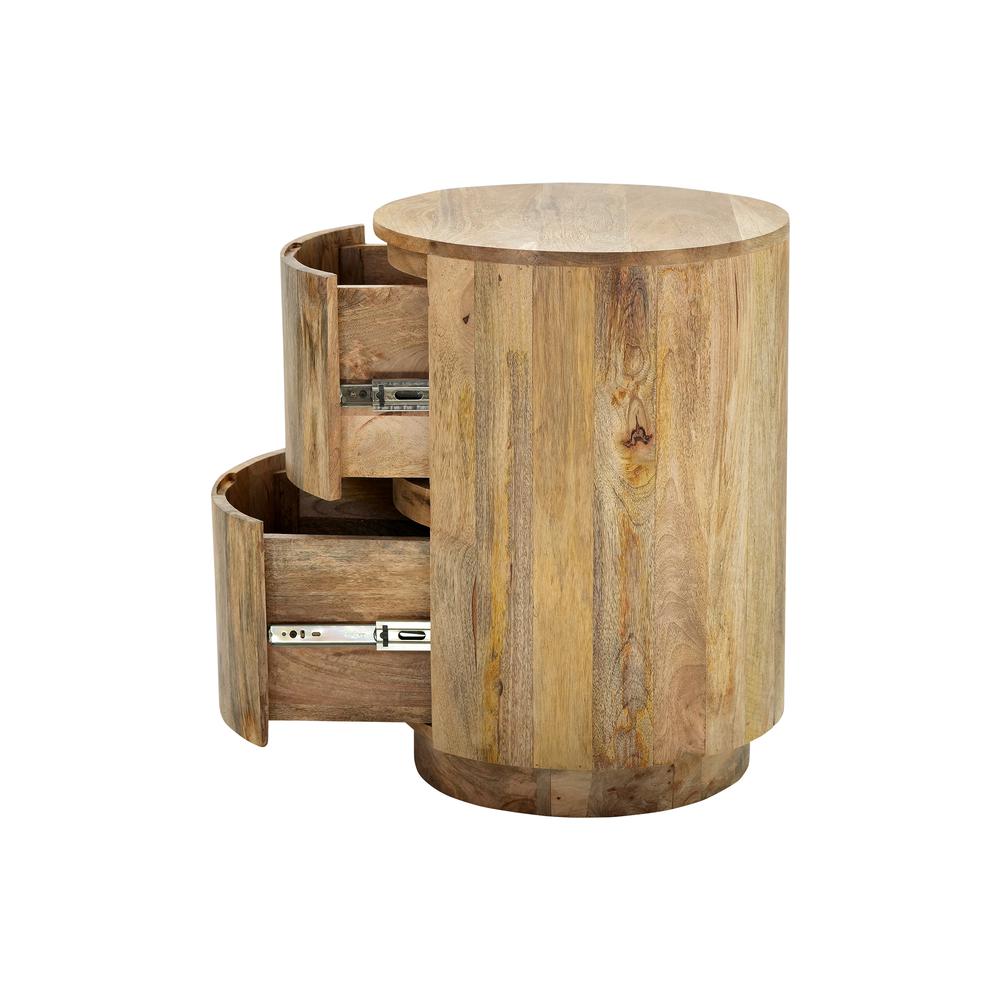 Kingston 2-Drawer 18" Round Nightstand - Natural. Picture 3
