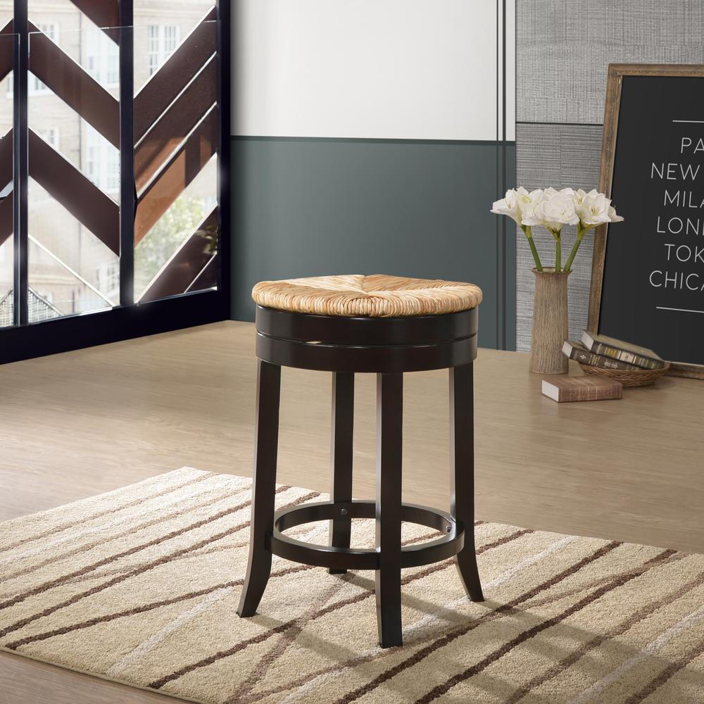 Irving 24" Swivel Rush Seat Counter Stool - Espresso. Picture 6