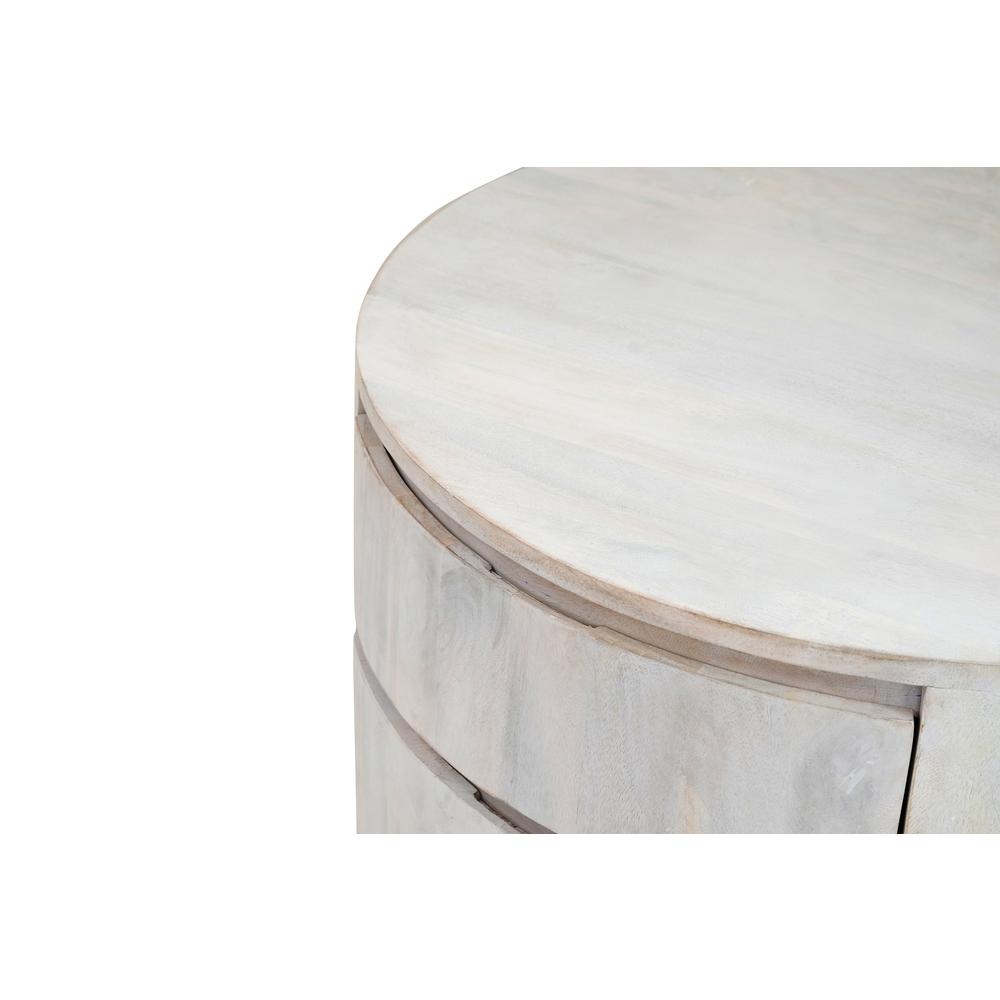 Christa 2-Drawer 30" Round Coffee Table - Whitewash. Picture 6