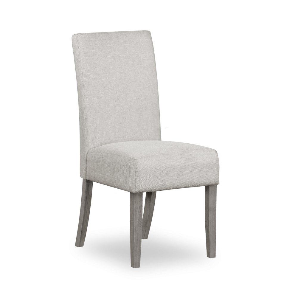 Dining Chair Set Of 2 Upholstered Grey Fabric With Grey Wood Legs. Picture 5