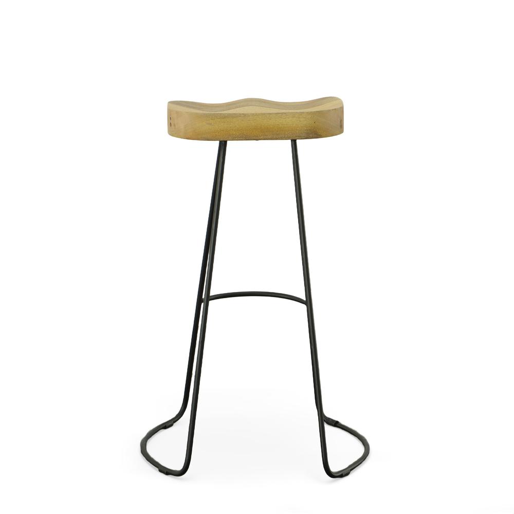 Saga 31" Barstool - Set of 2 - Natural Seat - Black Base. Picture 2