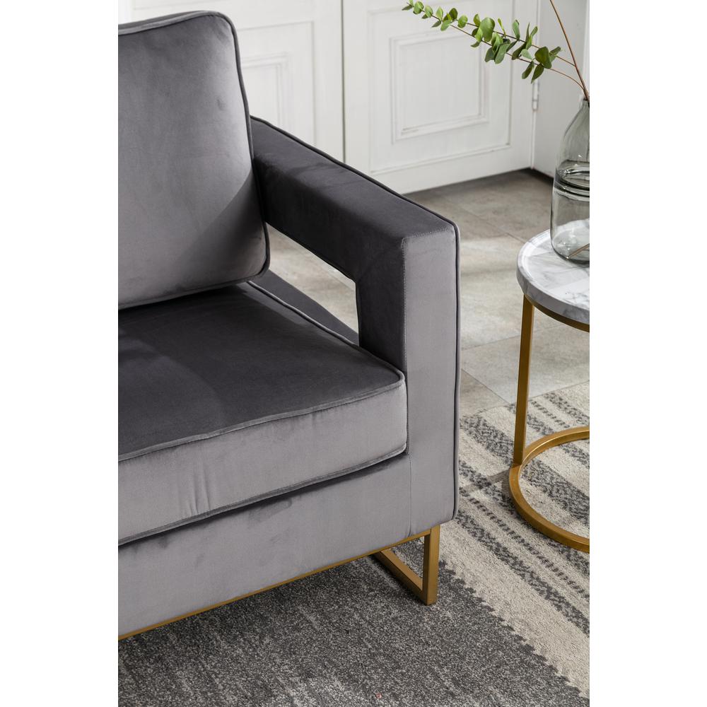 Adadon Velvet Upholstered Armchair - Gray. Picture 11