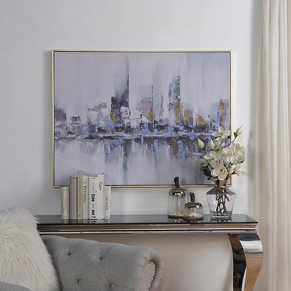 Cityscape Abstract Wall Art - Gold Frame - Small. Picture 4