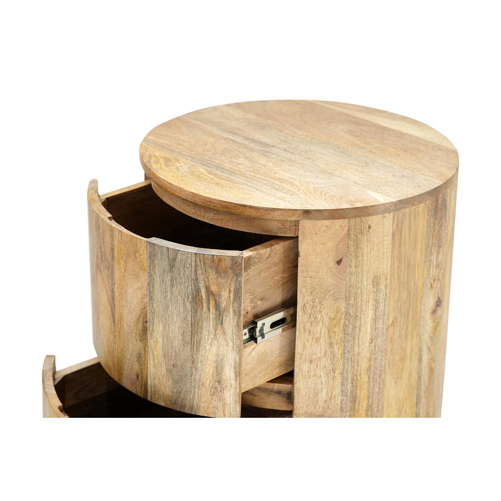 Kingston 2-Drawer 18" Round Nightstand - Natural. Picture 4