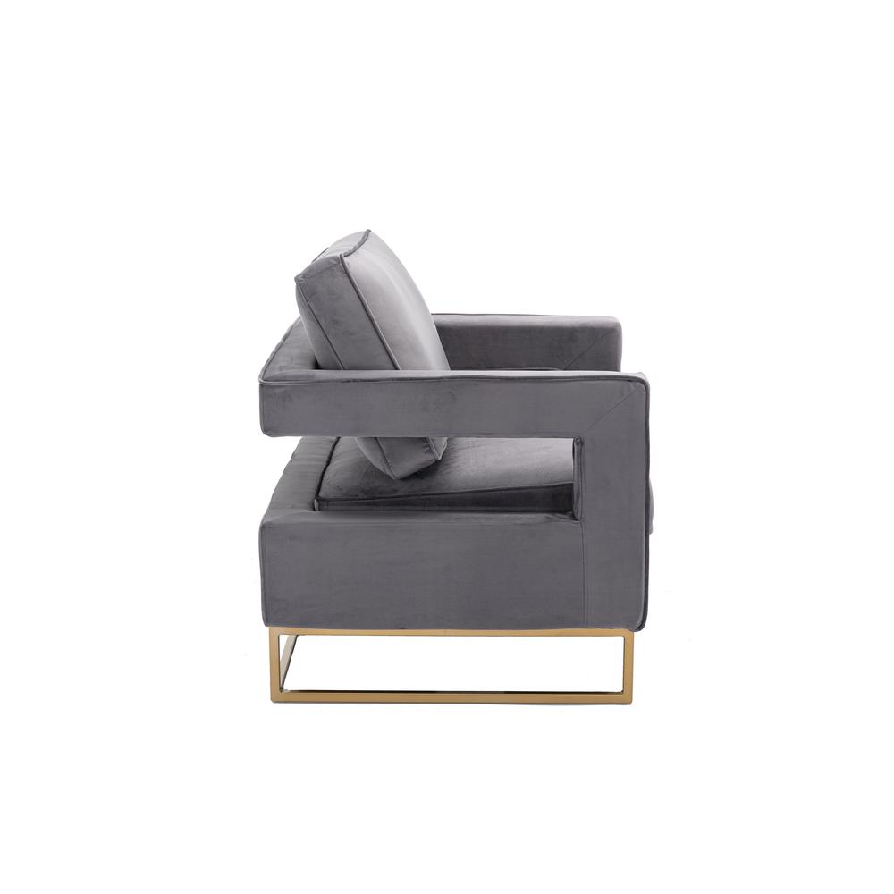 Adadon Velvet Upholstered Armchair - Gray. Picture 4